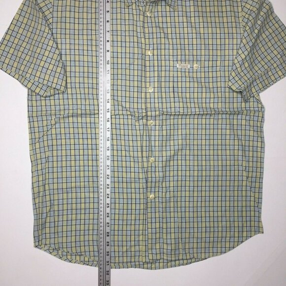 Vintage Guess Jeans Mens Plaid Blue Yellow Short Sleeve Button Shirt Size Large - Picture 8 of 10